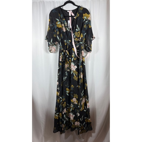 Baltic Born Dresses & Skirts - Baltic Born Kia Kimono Maxi Dress Midnight Floral Black Pink Gold Small NWT